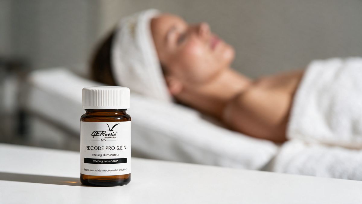 GERnétic Medical MD Recode PRO SEN -kemiallinen kuorinta hoitohuoneessa, asiakas hoitopöydällä